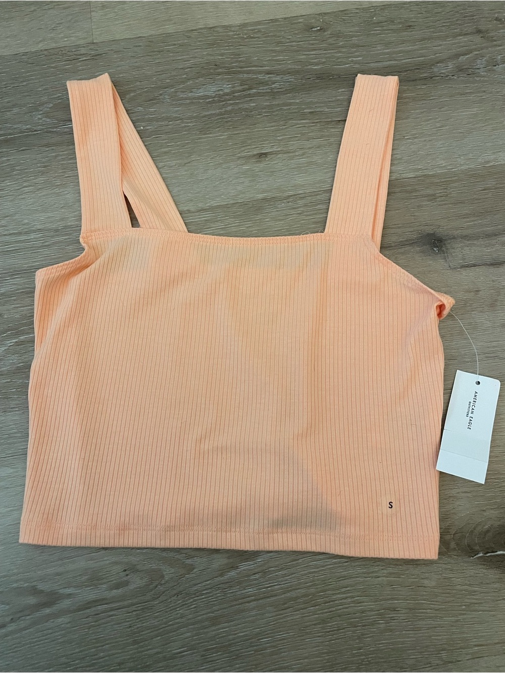 American Eagle Outfitters Peach Ribbed Square Neck Crop Tank